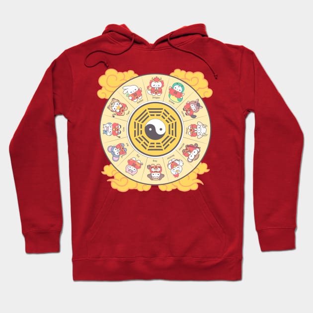 Loppi Tokki Harmony of the Zodiac Chinese Zodiac in Yin Yang Hoodie by LoppiTokki